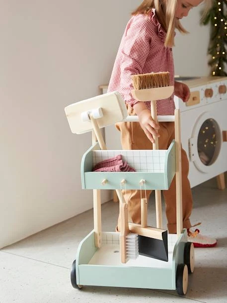 Chariot De Ménage En Bois FSC® Vert - Vertbaudet 4 Chariot De Ménage En Bois FSC® Vert - Vertbaudet – Image 2