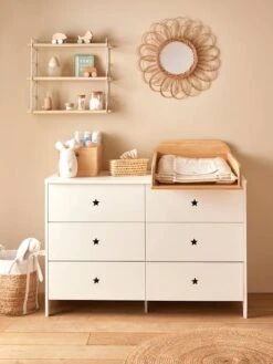 Commode 6 Tiroirs LIGNE SIRIUS Blanc Clair Uni - Vertbaudet -Produits Pour Bébé Soldes commode 6 tiroirs ligne sirius 5