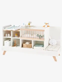 Lit Combiné 4 En 1 évolutif Avec Rangements Et Table à Langer COMBINID Blanc / Bois - Vertbaudet -Produits Pour Bébé Soldes lit combine 4 en 1 evolutif avec rangements et table a langer combinid 2