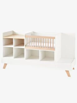 Lit Combiné 4 En 1 évolutif Avec Rangements Et Table à Langer COMBINID Blanc / Bois - Vertbaudet -Produits Pour Bébé Soldes lit combine 4 en 1 evolutif avec rangements et table a langer combinid 3