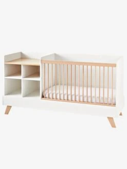 Lit Combiné 4 En 1 évolutif Avec Rangements Et Table à Langer COMBINID Blanc / Bois - Vertbaudet -Produits Pour Bébé Soldes lit combine 4 en 1 evolutif avec rangements et table a langer combinid 4
