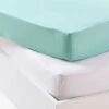 Lot De 2 Draps-housses Bébé En Jersey Extensible Gris + Blanc - Vertbaudet -Produits Pour Bébé Soldes lot de 2 draps housses bebe en jersey extensible