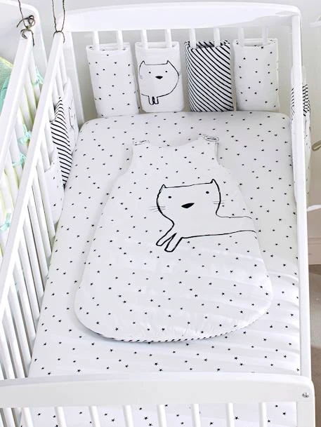 Lot De 2 Draps-housses Bébé En Jersey Extensible Imprimé étoiles Gris Chiné/blanc - Vertbaudet 5 Lot De 2 Draps-housses Bébé En Jersey Extensible Imprimé étoiles Gris Chiné/blanc - Vertbaudet – Image 3