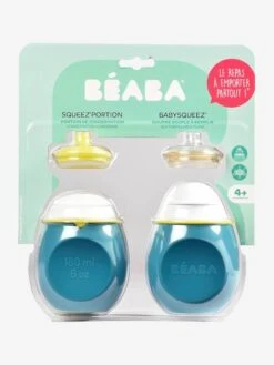 Lot De Gourdes Pour Compotes BEABA Babysqueez' 2 En 1 + Squeez'portion Blue - Beaba -Produits Pour Bébé Soldes lot de gourdes pour compotes beaba babysqueez 2 en 1 squeezportion 2