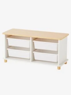 Meuble De Rangement + 4 Bacs LIGNE PTILOU Blanc/bois - Vertbaudet -Produits Pour Bébé Soldes meuble de rangement 4 bacs ligne ptilou 2