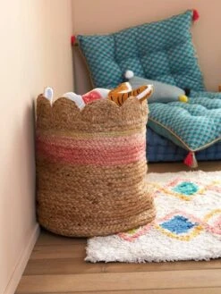 Panier En Jute Festonné Fiore Osier/rose - Vertbaudet -Produits Pour Bébé Soldes panier en jute festonne fiore 2