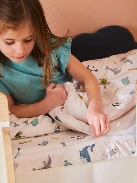 Parure Caradou "facile à Border" Avec Couette ABECEDAIRE MARIN Ivoire Imprimé Animaux - Vertbaudet 5 Parure Caradou "facile à Border" Avec Couette ABECEDAIRE MARIN Ivoire Imprimé Animaux - Vertbaudet – Image 3