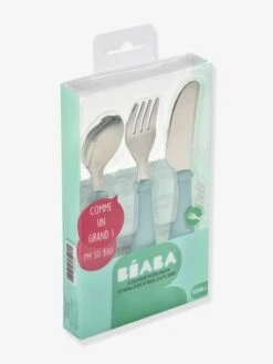 Set 3 Couverts D'apprentissage Inox BEABA Airy Green - Beaba -Produits Pour Bébé Soldes set 3 couverts dapprentissage inox beaba 2
